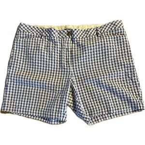 Lands' End Women's Blue Gingham‎ Checkered Chino Shorts Size XXL
